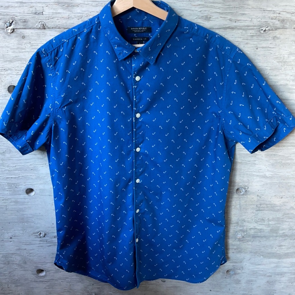 BR SS button down in fishhook pattern